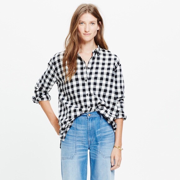 Madewell Tops - Madewell Oversized Flannel Buffalo Check Shirt - S